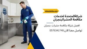 "شركة مكافحة حشرات بنجران أثناء رش المبيدات داخل المطبخ."
